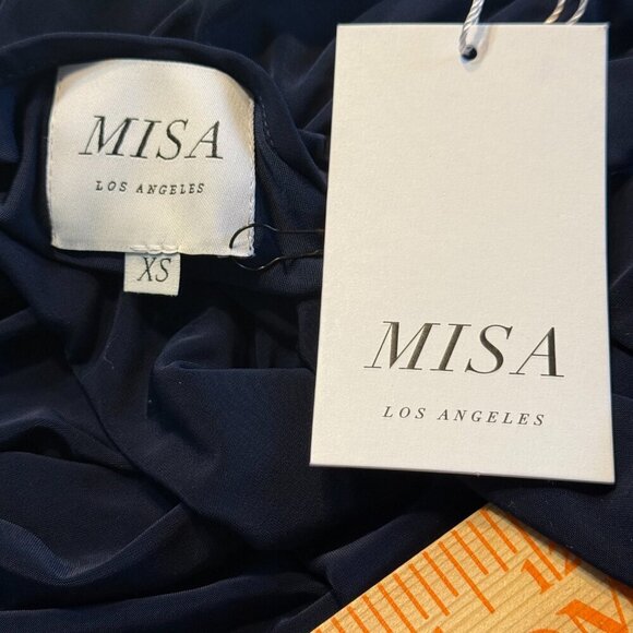 MISA Los Angeles Xenia Crepe Jersey Maxi Dress Draped Knot Front Royal Blue XS - Picture 5 of 11